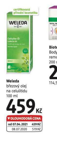 dm drogerie Weleda březový olej na celulitidu nabídka