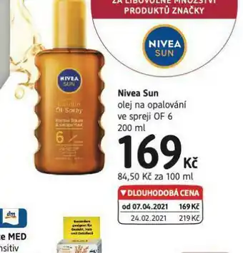 dm drogerie Nivea sun olej na opalování ve spreji of 6 nabídka