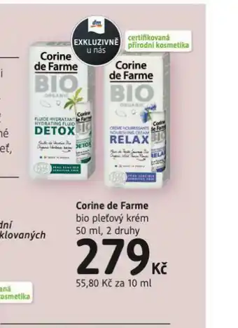 dm drogerie Corine de farme bio pleťový krém nabídka