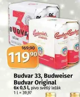 Coop Budvar 33, budweiser budvar original 6x 0,5 l, pivo světlý ležák nabídka