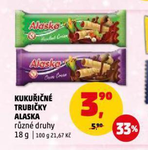 Penny Market Alaska kukuřičné trubičky nabídka