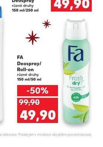Kaufland Fa deospray / roll on nabídka