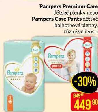 Teta Pampers premium care dětské plenky nebo pampers care pants dětské kalhotkové plenky, různé velikosti nabídka