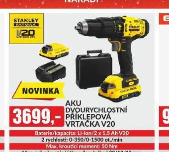 Baumax Aku dvourychlostní příklepová vrtačka stanley nabídka