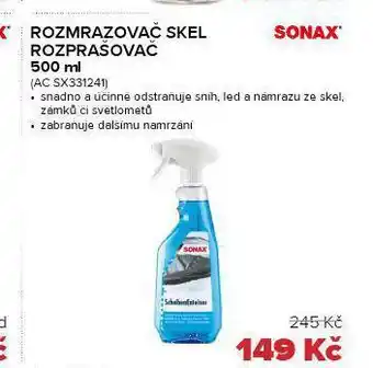 Rozmrazovač skel rozprašovač