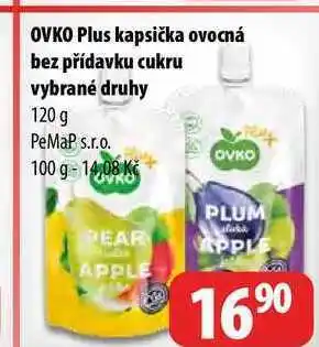Partner Maloobchodní síť Ovko plus kapsička ovocná bez přídavku cukru vybrané druhy 120 g nabídka