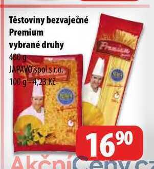 Partner Maloobchodní síť Těstoviny bezvaječné premium vybrané druhy 400 g nabídka