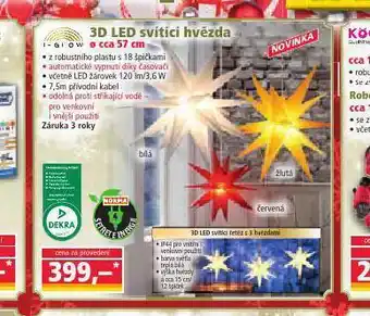 Norma 3d led svítící hvězda nabídka