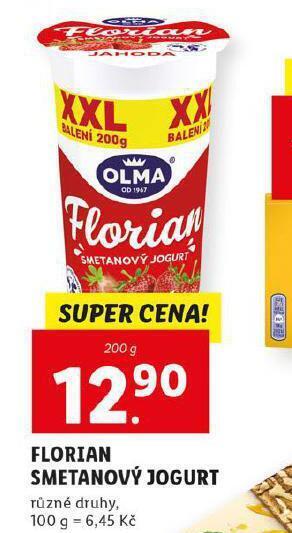 Lidl Florian smetanový jogurt nabídka
