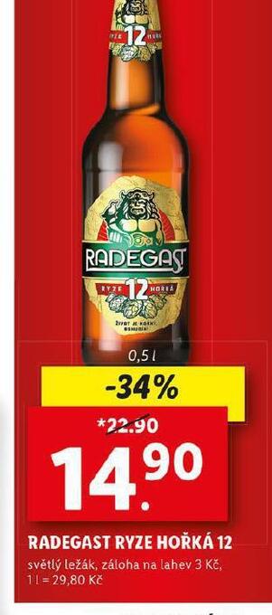 Lidl Pivo radegast ryze hořká 12 nabídka