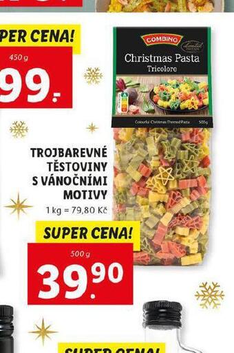 Lidl Trojbarevné těstoviny s vánočními motivy nabídka