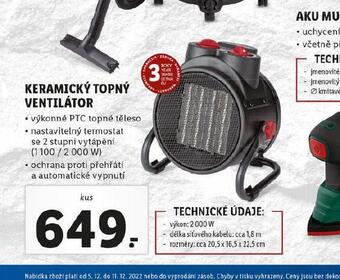 Lidl Keramický topný ventilátor nabídka