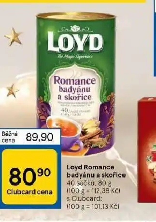 Tesco Loyd romance badyánu a skořice nabídka