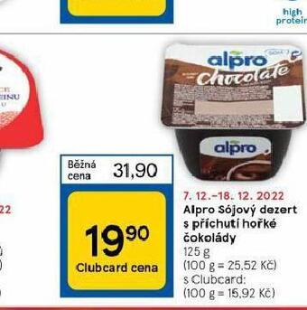 Tesco Alpro sójový dezert s příchutí hořké čokolády nabídka