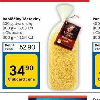 Tesco Babiččiny těstoviny nabídka