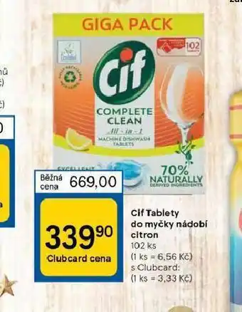 Tesco Cif tablety do myčky citron nabídka