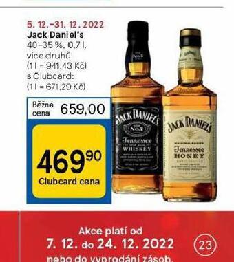 Tesco Jack daniel´s nabídka