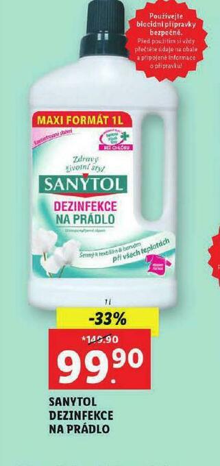Lidl Sanytol dezinfekce na prádlo nabídka