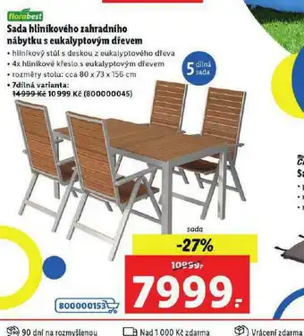 Lidl Sada hliníkového zahradního nábytku s eukalyptovým dřevem nabídka