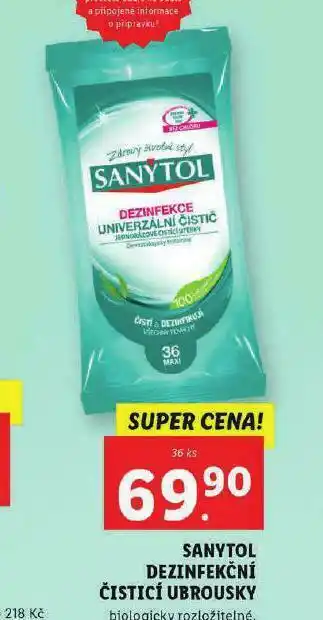 Lidl Sanytol dezinfekční čistící ubrousky nabídka