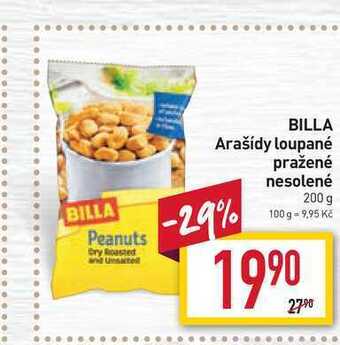Billa Billa arašídy loupané pražené nesolené 200 g nabídka