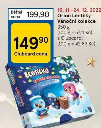 Tesco Orion lentilky cena vánoční kolekce 350g nabídka
