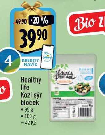 Albert Healthy life kozí sýr bloček • 95 g nabídka