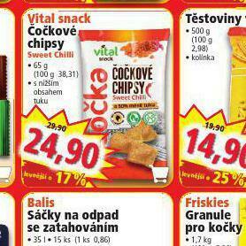 Norma Vital snack čočkové chipsy nabídka