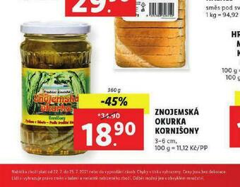 Lidl Znojemská okurka kornišony nabídka