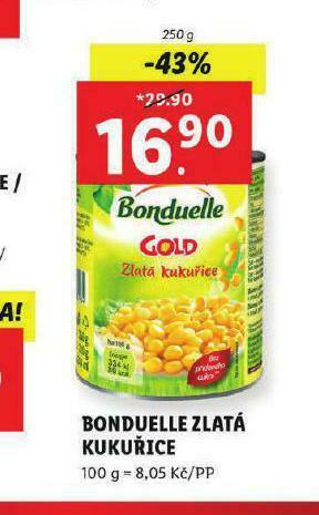 Lidl Bonduelle zlatá kukuřice nabídka