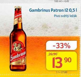 Kubík potraviny Gambrinus patron 12 pivo světlý ležák 0,5l nabídka