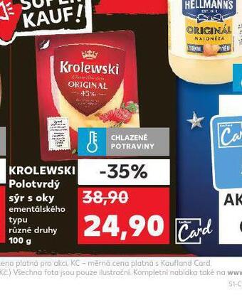 Kaufland Krolewski polotvrdý sýr s oky nabídka
