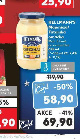 Kaufland Hellmann´s tatarská omáčka, majonéza nabídka