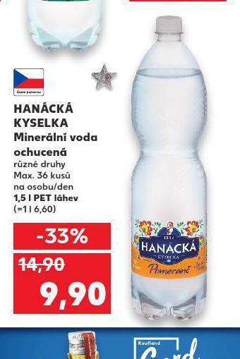 Kaufland Hanácká kyselka ochucená nabídka