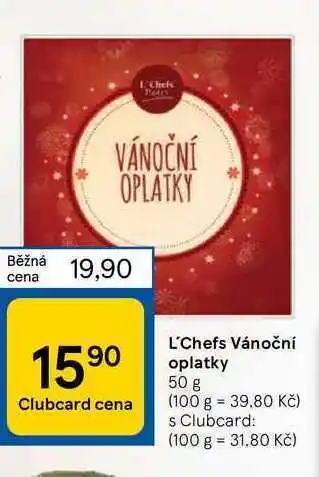 Tesco L'chefs vánoční oplatky 50 g nabídka