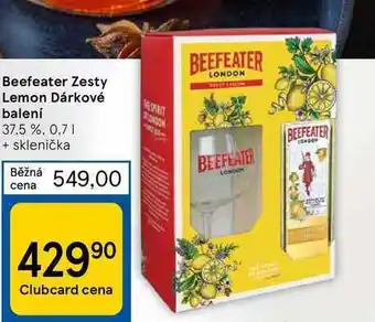 Tesco Beefeater zesty lemon dárkové balení 37,5 %, 0.71 + sklenička nabídka