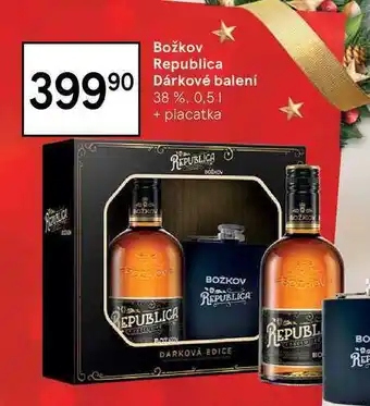 Tesco Božkov republica dárkové balení 38 %, 0,5 1 + placatka nabídka