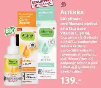 Rossmann Alterra bio prirodni certifikovaná pleťová séra cica nebo vitamin c, 30 ml nabídka