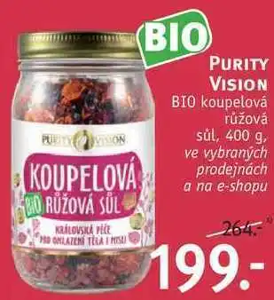 Rossmann Purity vision bio koupelová růžová sůl, 400 g nabídka