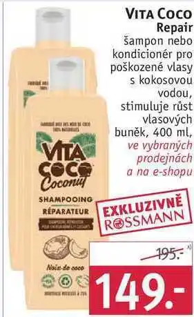 Rossmann Vita coco repair šampon npro poškozené vlasy, 400 ml nabídka