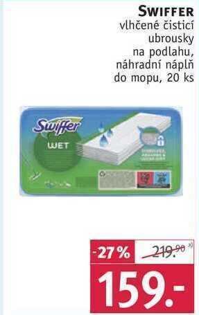 Rossmann Swiffer vlhčené čisticí ubrousky na podlahu, náhradní náplň do mopu, 20 ks nabídka