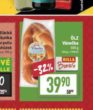 Billa Ölz vánočka nabídka