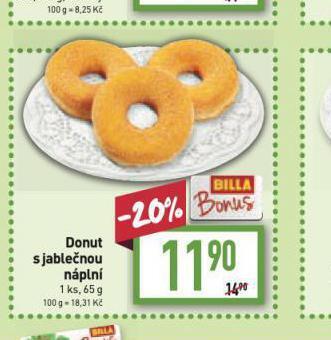 Billa Donut s jablečnou náplní nabídka