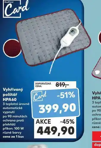 Kaufland Vyhřívaný polštář nabídka