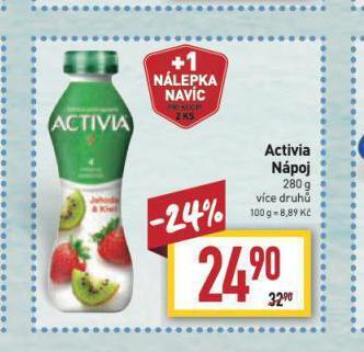 Billa Activia nápoj nabídka
