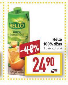 Billa Hello 100% džus nabídka