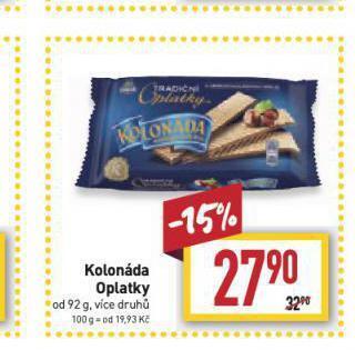 Billa Kolonáda oplatky nabídka