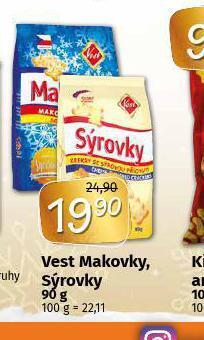Coop Vest makovky, sýrovky nabídka