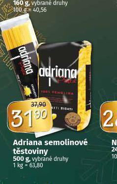 Coop Adriana semolinové těstoviny nabídka