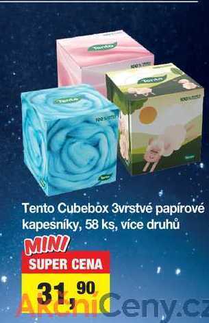 Šlak Tento cubebox 3vrstvé papírové kapesníky, 58 ks nabídka